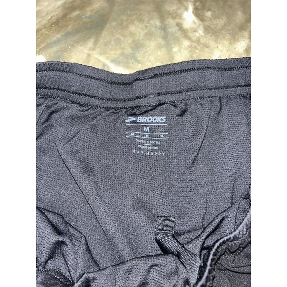 Brooks Gym Shorts Women Med Adult Black Active Fitness Run Happy Swoosh Athletic - Picture 2 of 10